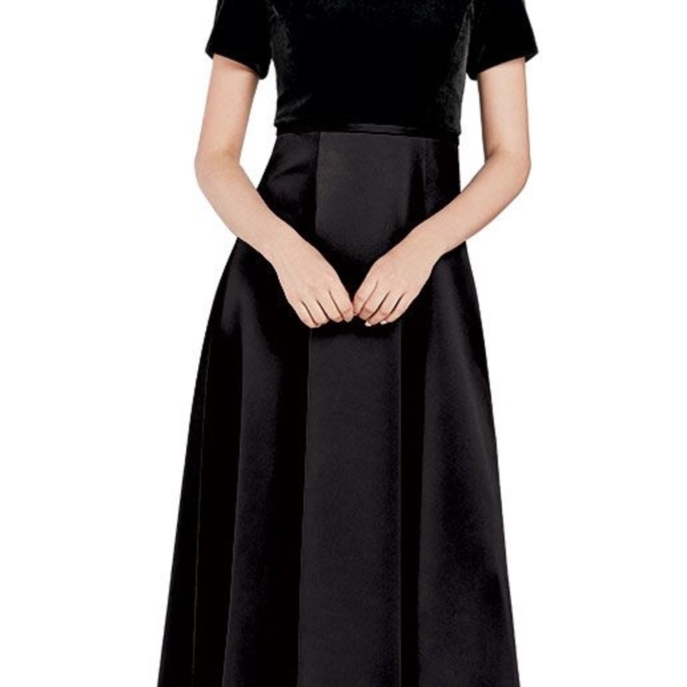 Black Pleated A-Line Maxi Dress for Wedding Guest